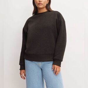 NWT Everlane Renew Teddy Crew Neck Black Sherpa Sweatshirt Oversized Sweater S